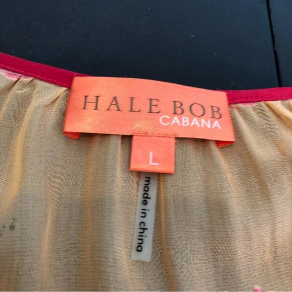Hale Bob orange and pink sheer floral silk top size Large - Picture 11 of 16